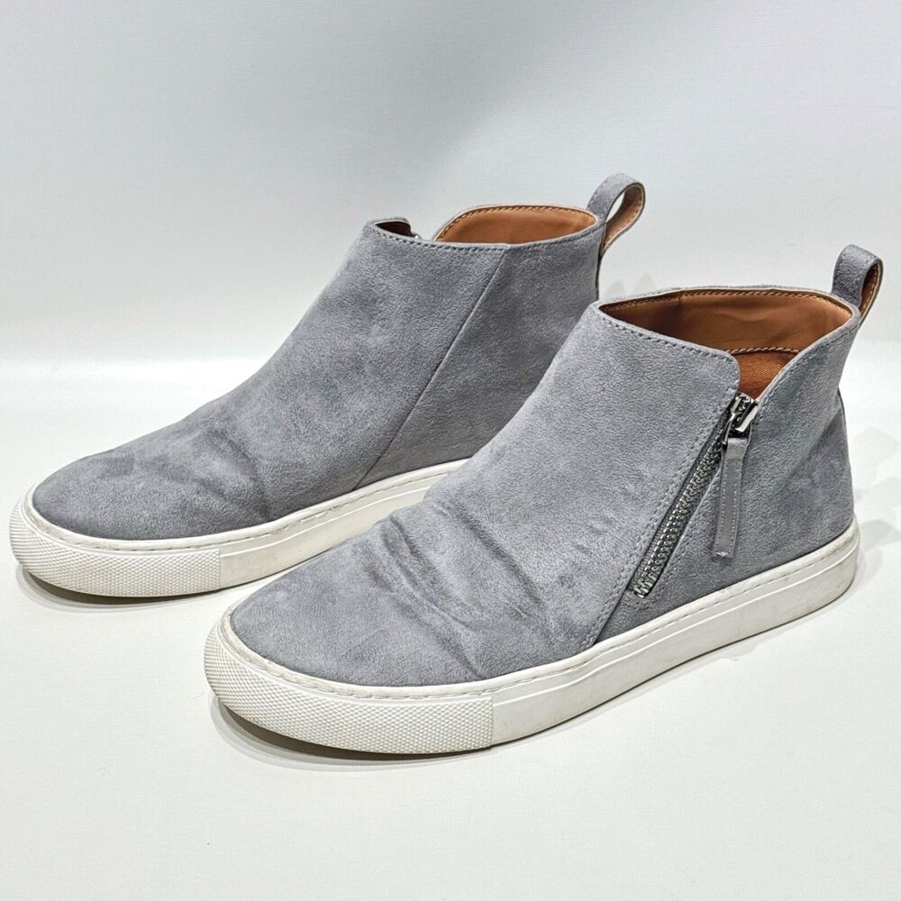 J. Crew Gray Faux Suede Side Zip Sneaker High Top Bootie Women's Size 7.5